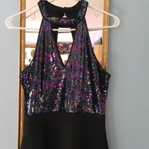 Sexy LBD with Multicolored Sequins on top.
